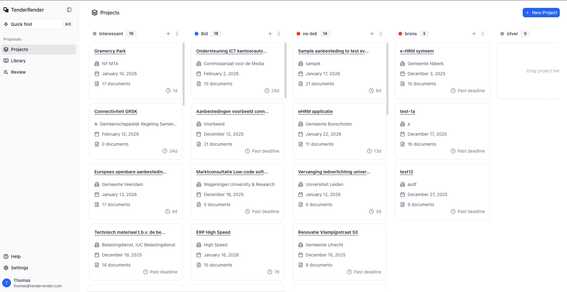 Project management interface