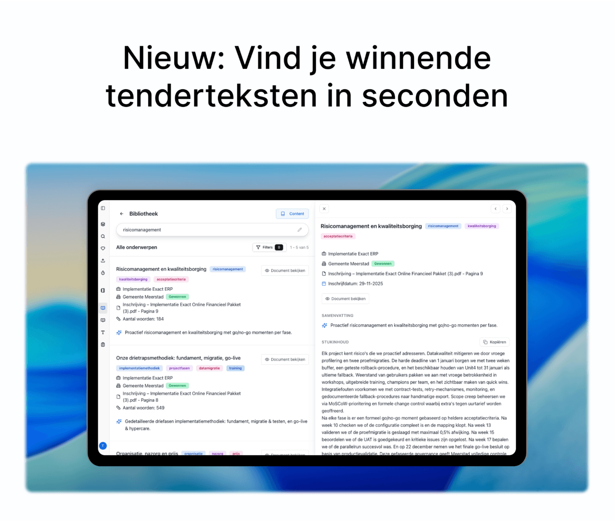 Nooit meer zoeken in oude tenders: Maak kennis met onze Bibliotheekfunctie
