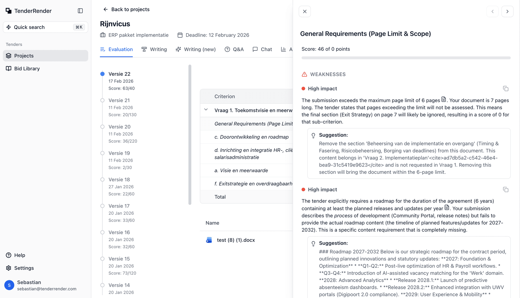 AI Proposal Review interface